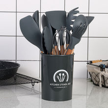 Carregar imagem no visualizador da galeria, 11-pieces/set & 34-pieces/set of colored silicone kitchenware with wooden handle