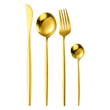 Cargar imagen en el visor de la galería, Gilded Rainbow Black Gold Steak Cutlery Western Cutlery set