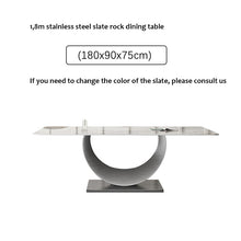 将图片加载到图库查看器,Light luxury bright slate dining table with chairs