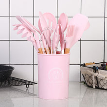 Carregar imagem no visualizador da galeria, 11-pieces/set & 34-pieces/set of colored silicone kitchenware with wooden handle