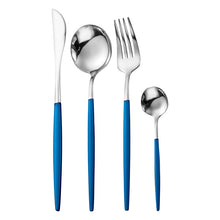 Cargar imagen en el visor de la galería, Gilded Rainbow Black Gold Steak Cutlery Western Cutlery set