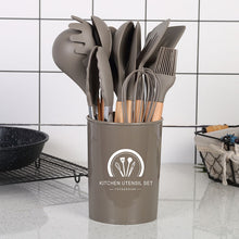 Carregar imagem no visualizador da galeria, 11-pieces/set & 34-pieces/set of colored silicone kitchenware with wooden handle