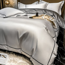 将图片加载到图库查看器,reversible embroidered border 100% xinjiang cotton duvet cover set