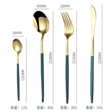 Cargar imagen en el visor de la galería, Gilded Rainbow Black Gold Steak Cutlery Western Cutlery set