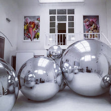 将图片加载到图库查看器，Hanging inflatable mirror ball mirror balloon giant mirror sphere for decoration sealed gold/silver ball big shiny ball
