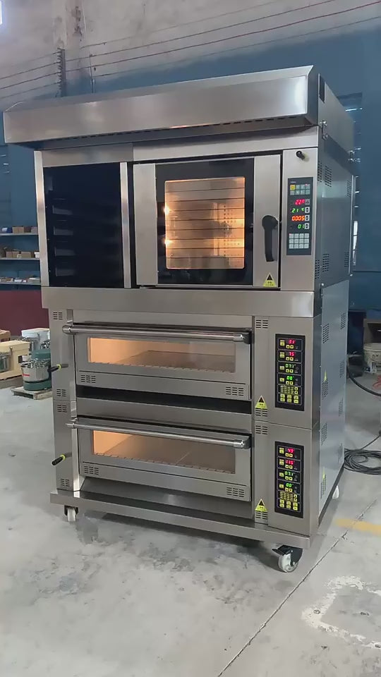 Factory price Combination baking oven electric gas pizza bread oven machine automatic 8 trays croissant dough proofer machine