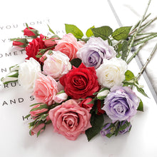 将图片加载到图库查看器，One flower and two buds feel moisturizing simulation rose home decoration
