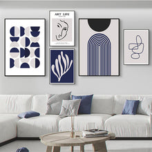 Charger l&#39;image dans la galerie, Nordic living room decoration painting blue abstract painting
