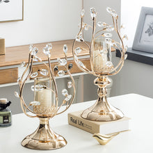 将图片加载到图库查看器，European style crystal glass metal ornament candle holder
