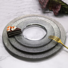 将图片加载到图库查看器，Modern European-style electroplated grid glass striped dinner plate
