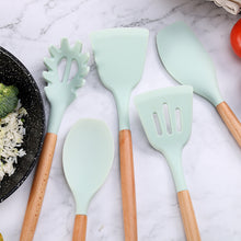 将图片加载到图库查看器，11-pieces/set &amp; 34-pieces/set of colored silicone kitchenware with wooden handle
