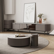 Carregar imagem no visualizador da galeria, Modern light luxury simple slate top round tea table set
