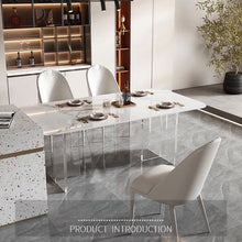 Cargar imagen en el visor de la galería, Light luxury acrylic transparent suspended slate dining table
