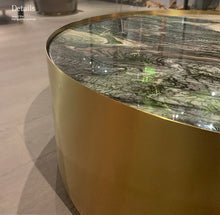 将图片加载到图库查看器，Postmodern Light Luxury Round Coffee Table Marble Stainless Steel Gold Plated
