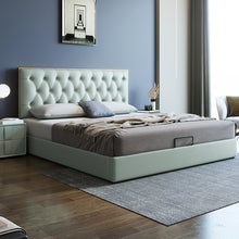 Cargar imagen en el visor de la galería, Italian light luxury Genuine Leather leather art high-end  double bed
