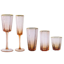 Carregar imagem no visualizador da galeria, Nordic gold rim hammered champagne red wine glass set
