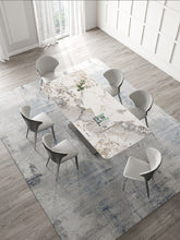 将图片加载到图库查看器，Light luxury bright slate dining table with chairs
