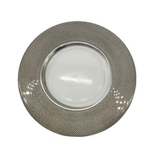 将图片加载到图库查看器，Modern European-style electroplated grid glass striped dinner plate
