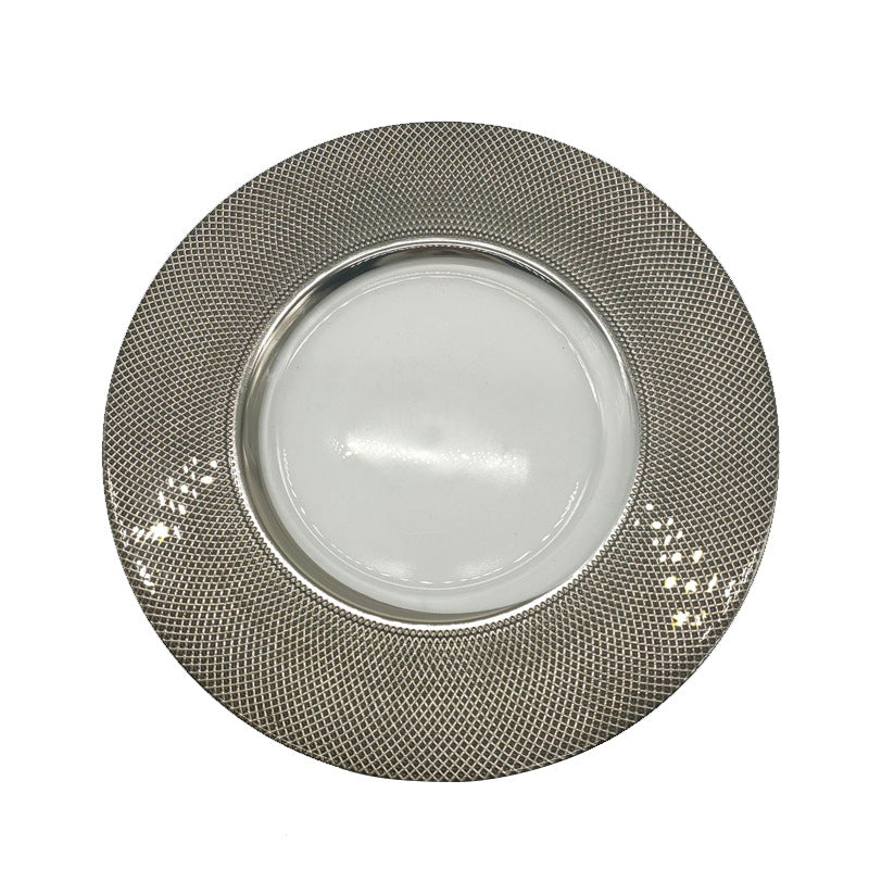 Modern European-style electroplated grid glass striped dinner plate