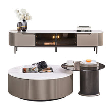 Carregar imagem no visualizador da galeria, Modern light luxury simple slate top round tea table set
