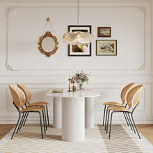 将图片加载到图库查看器，French light luxury pure white island dining table against the wall matching
