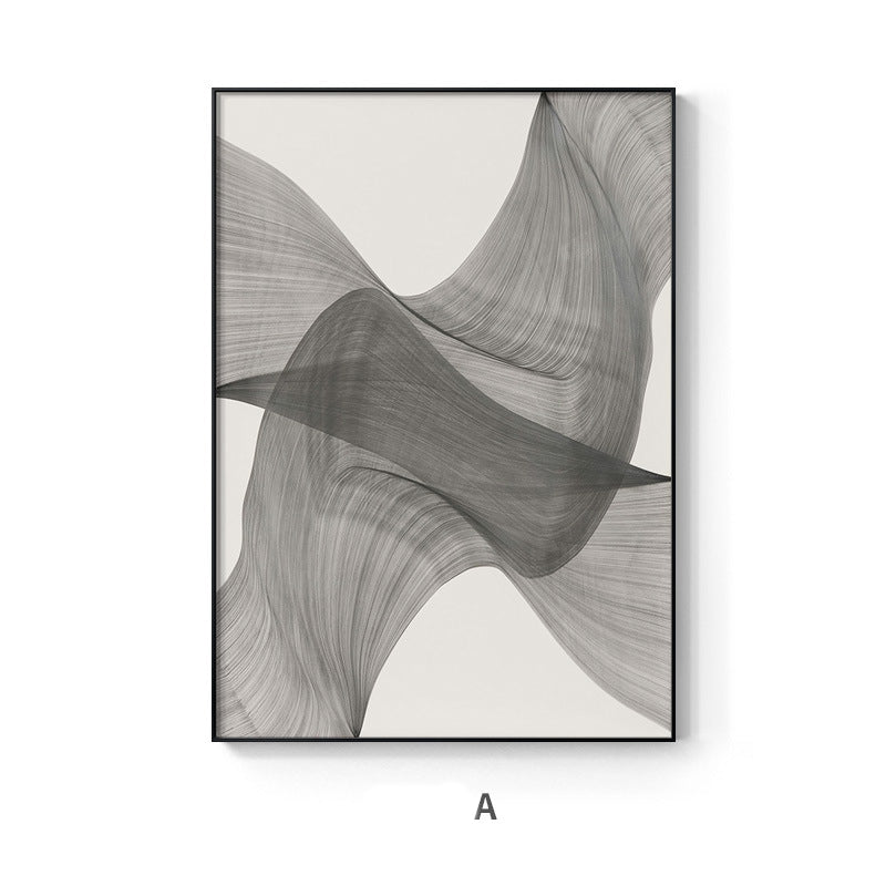 Modern minimalist black and white abstract line porch decorative painting