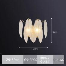 将图片加载到图库查看器，Modern bedroom dining room lamp feather glass luxury lamp
