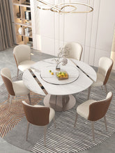 Cargar imagen en el visor de la galería, Italian minimalist slate round table folding convertible dining table
