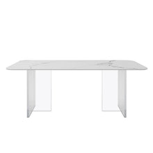 Cargar imagen en el visor de la galería, Light luxury acrylic transparent suspended slate dining table
