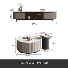 将图片加载到图库查看器，Modern light luxury simple slate top round tea table set
