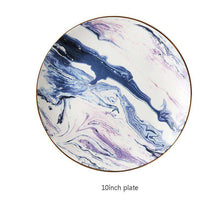 将图片加载到图库查看器，Phnom Penh aquarelle bone china marble pattern salad plate ins style
