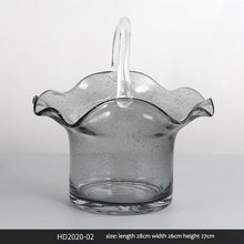 将图片加载到图库查看器，Nordic glass decoration transparent creative basket bag vase
