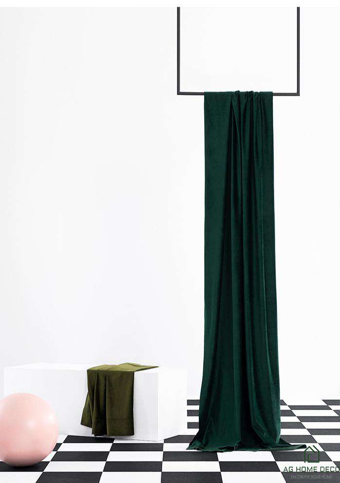 Light luxury Dark green Olive Green series velvet curtain