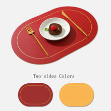 将图片加载到图库查看器，Pvc Oval Heat Pad Double Sides Leather Table Mat
