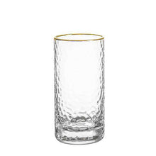 将图片加载到图库查看器，Transparent gold rim hammered pattern glass
