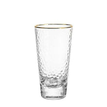 将图片加载到图库查看器，Transparent gold rim hammered pattern glass
