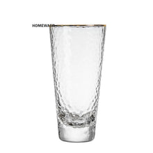 将图片加载到图库查看器，Transparent gold rim hammered pattern glass
