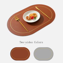 将图片加载到图库查看器，Pvc Oval Heat Pad Double Sides Leather Table Mat
