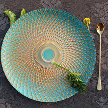 将图片加载到图库查看器，Electroplating glass plate ins tableware hotel supplies plate emerald sparkle
