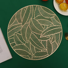 将图片加载到图库查看器，PVC bronzing leaves hollow ed out heat insulation table mat
