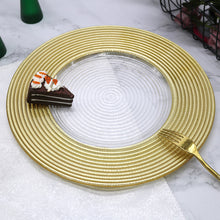 将图片加载到图库查看器，Golden rim straw hat pattern glass plate Nordic wedding plate
