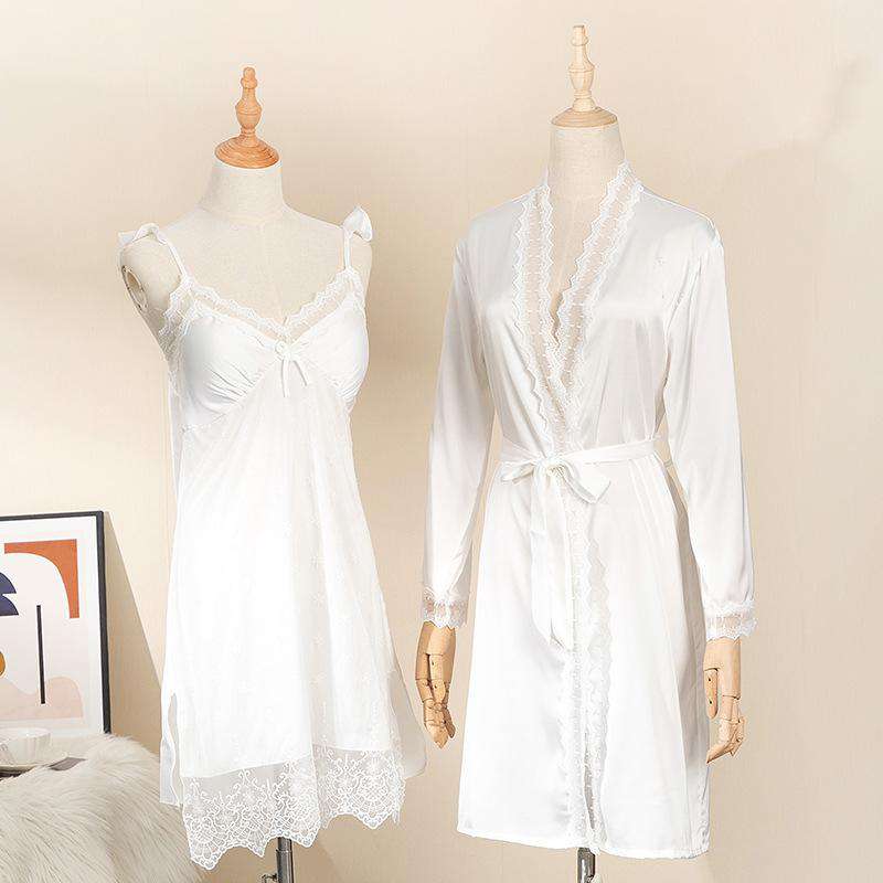 Two-piece sexy classic silk nightgown &nightdress