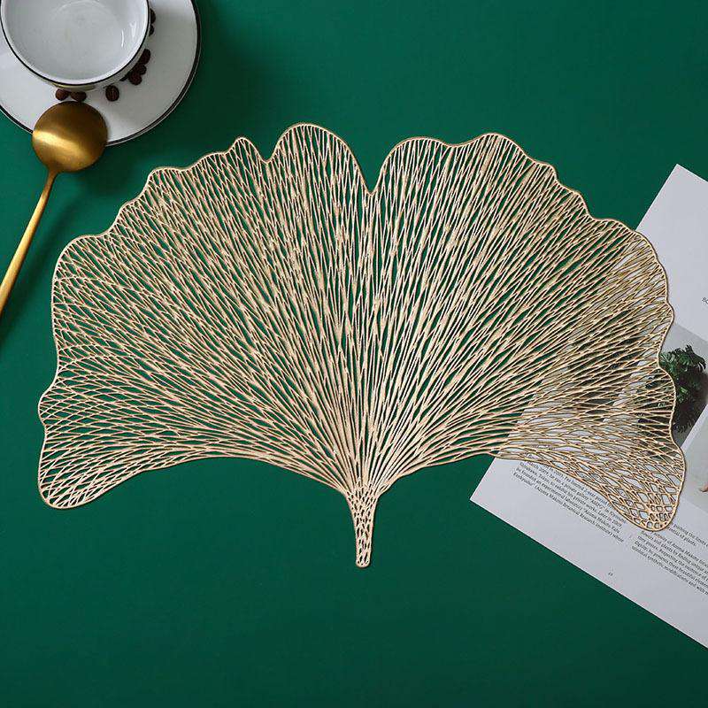 Ginkgo biloba hollow bronzing non-slip PVC table mat