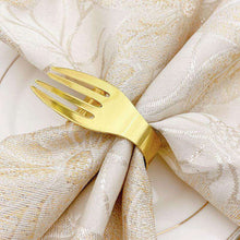 Charger l&#39;image dans la galerie, Metal fork design golden napkin buckle ring
