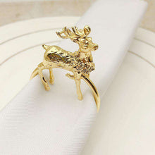 将图片加载到图库查看器，Metal napkin buckle Christmas fawn napkin ring
