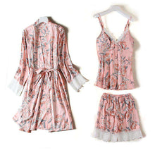 Carregar imagem no visualizador da galeria, Three-piece pajamas silk sexy nightgown home suit
