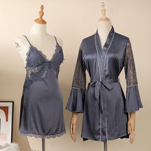 Carregar imagem no visualizador da galeria, 2021 silk nightgown nightdress two-piece sexy suspender suit
