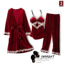 Cargar imagen en el visor de la galería, Autumn and winter cashmere three-piece sexy home pajama suit
