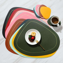 将图片加载到图库查看器，Pvc Irregular Heat Pad Double Sides Leather Table Mat
