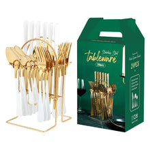 Charger l&#39;image dans la galerie, Stainless steel tableware 24-piece gold-plated knife fork and spoon set
